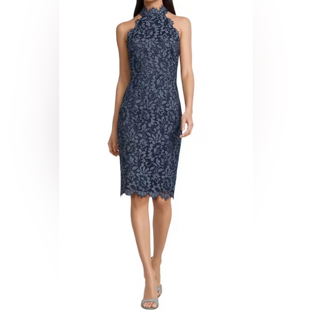 Chic Navy Lace Midi Dress